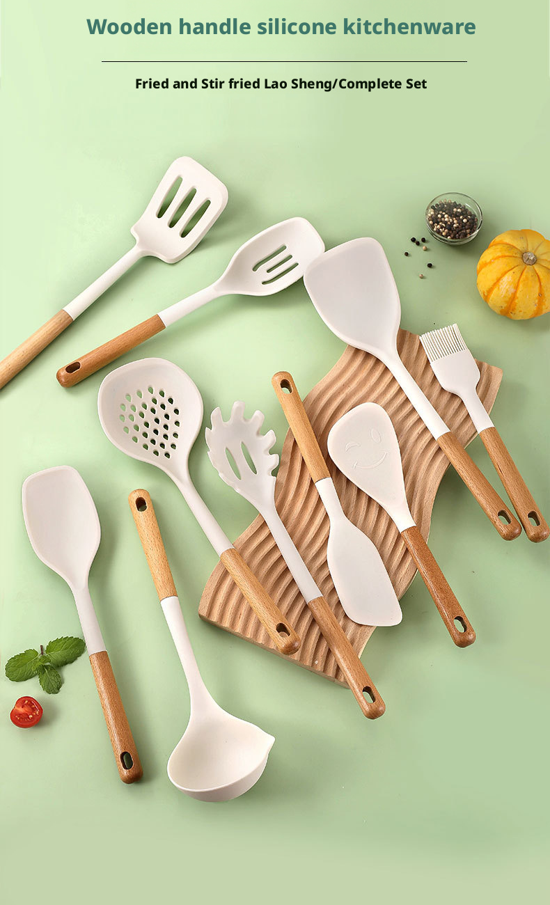 kitchen utensil set wood