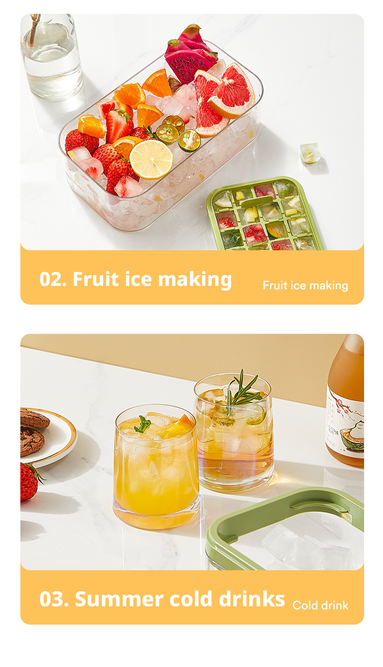 One-Click Ice Removal Ice Cube Container
