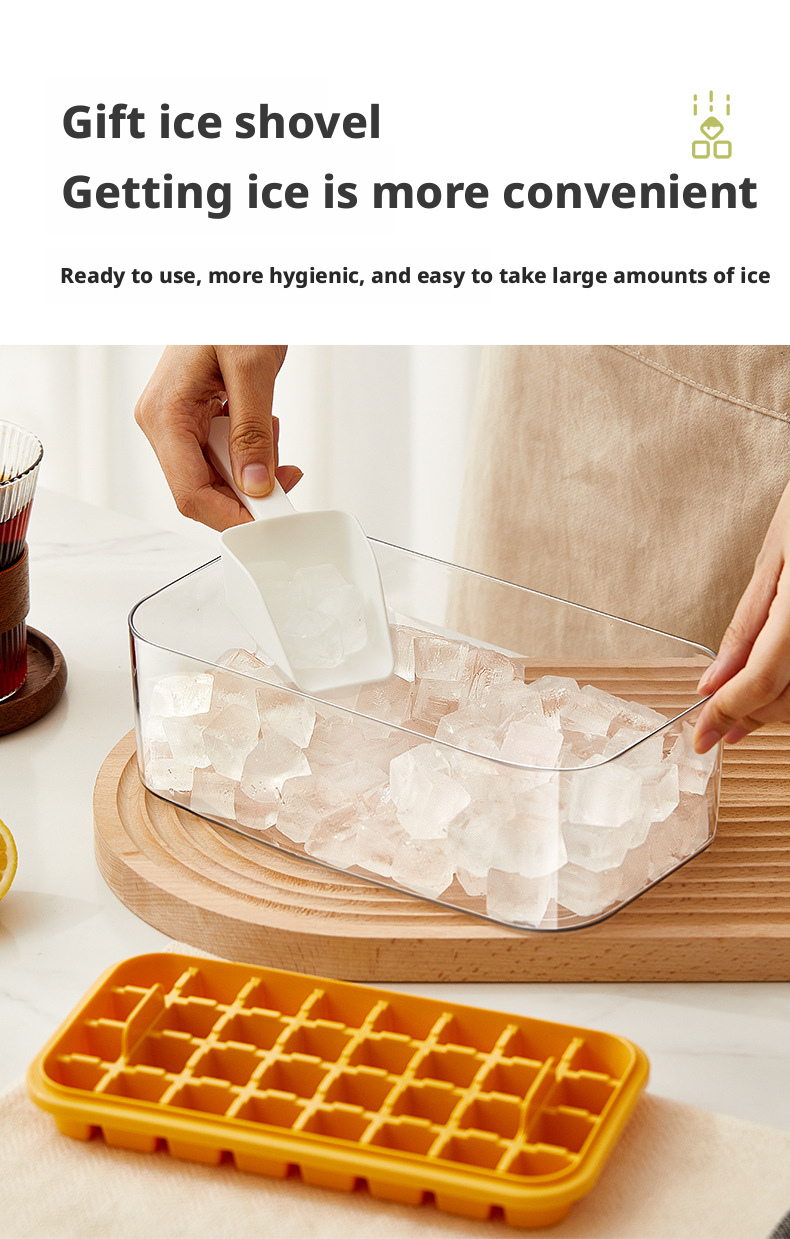One-Click Ice Removal Ice Cube Container