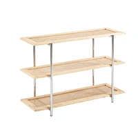 wood edge rattan shelfe sideboard