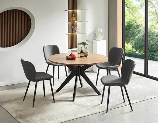 round natural dining table
