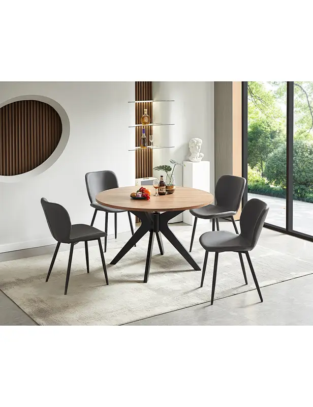 round natural dining table
