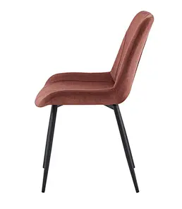 red linen upholstered dining chair
