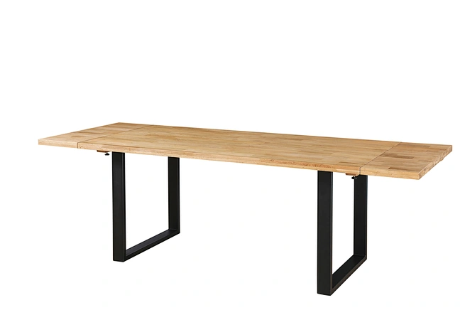 wood top metal leg dining table