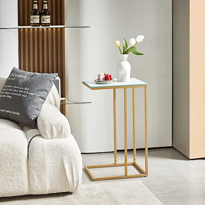 Marble glass gold leg end tables