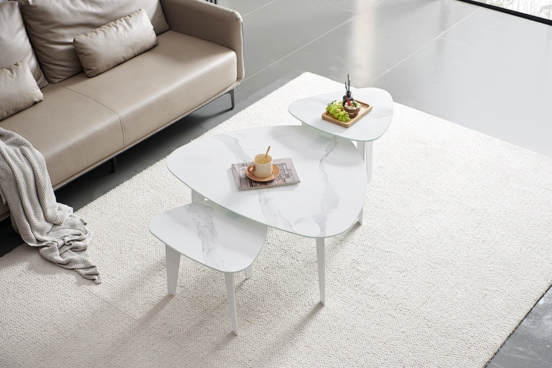 coffee table nest table tempered glass white