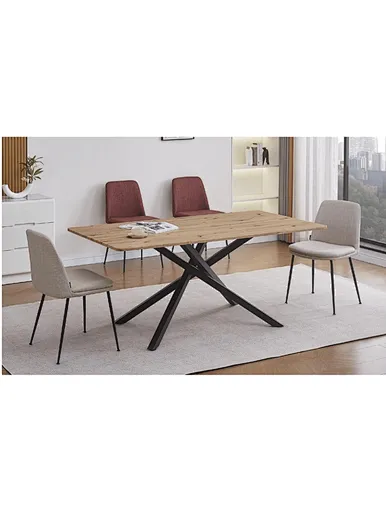 industrial wood metal dining table