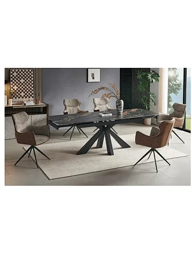 cross metal base dining table