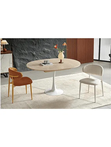 wood top tulip dining table