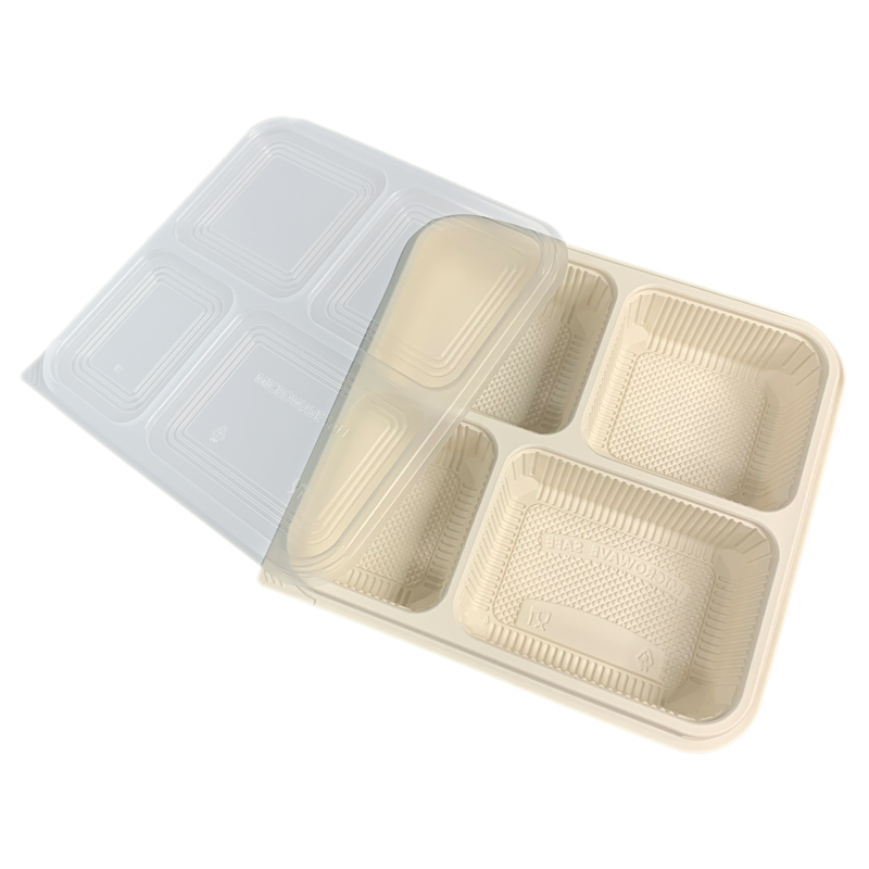 4Compartment Biodegradable Corn Starch Lunch Tray with Lid