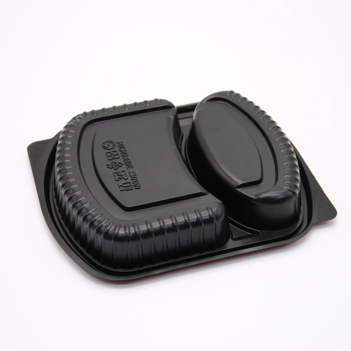 3 Compartment Black PP Plastic Lunch Box