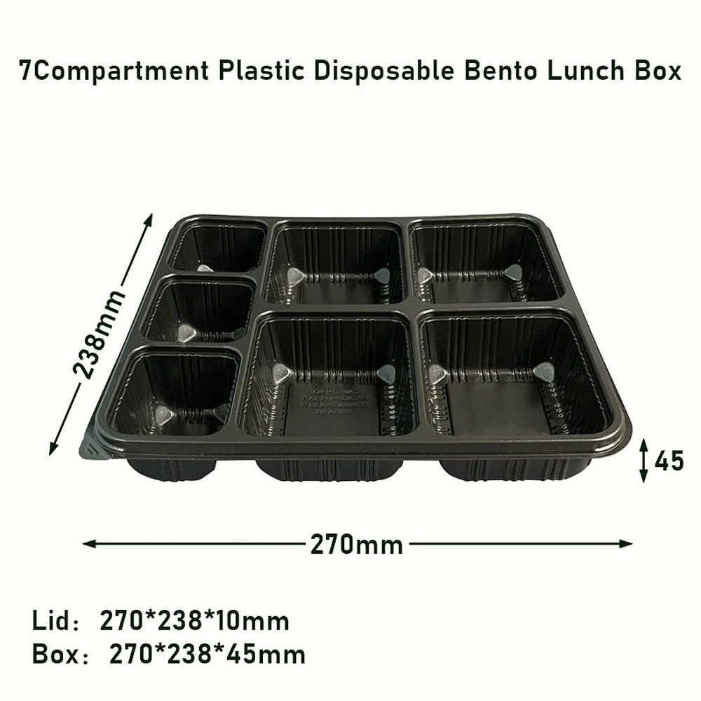 7Compartment Meal Prep Containers with Lids Plastic Disposable Bento Lunch Box