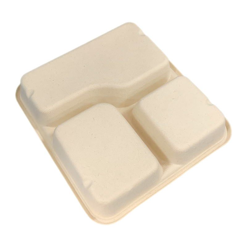 Custom 3Compartment Bagasse Meal Tray