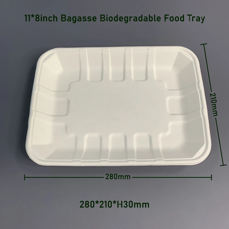 11*8inch Bagasse Biodegradable Food Trays