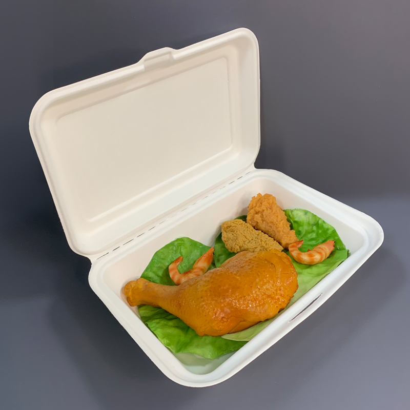 Compostable Sugarcane Bagasse Containers Clamshell Food Box