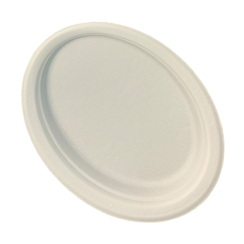 100% Compostable Bagasse Oval Steak Plate