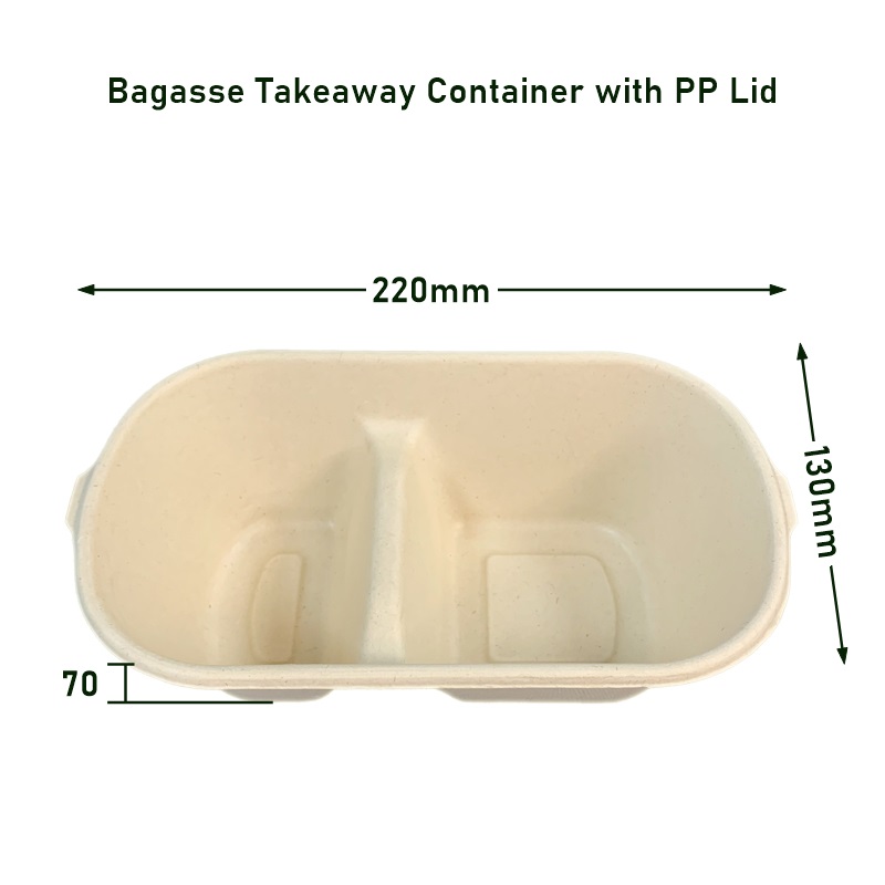 2Compartment Bagasse Takeaway Containers