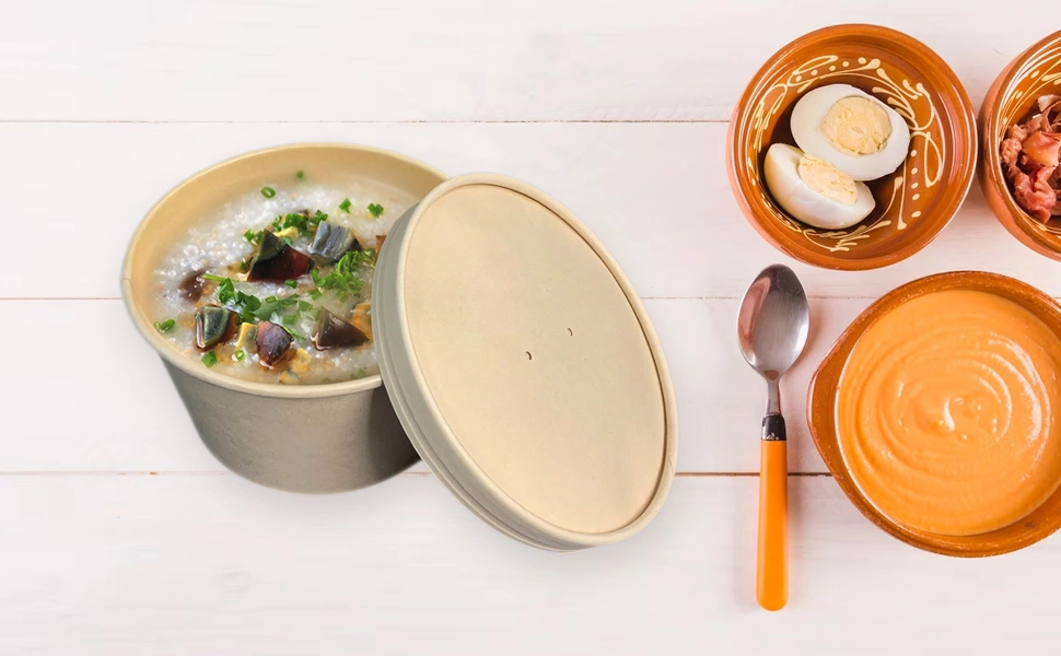 Biodegradable Bamboo Pulp Paper Bowl with Lid