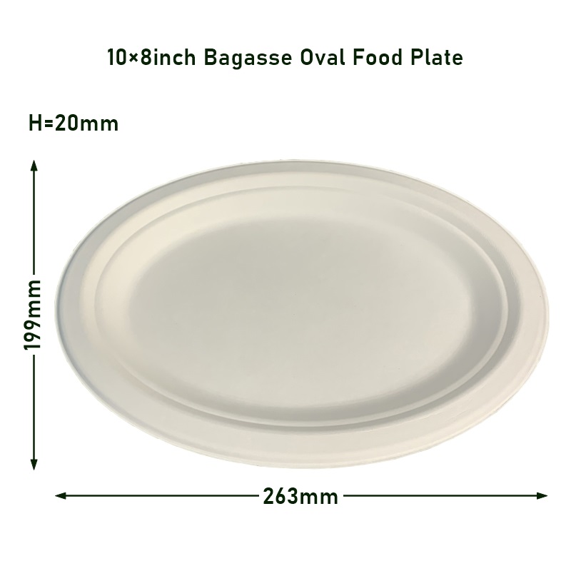 10*8inch Bagasse Oval Steak Plate
