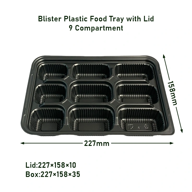 9Compartment Blister Plastic Disposable Party Trays with Lids