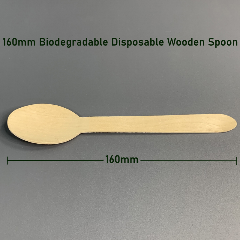 160mm Biodegradable Disposable Wooden Spoon