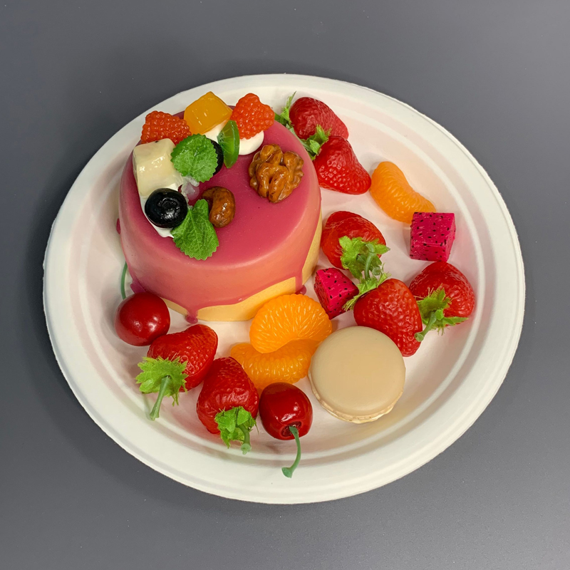 8.86 inch Sugarcane Bagasse Biodegradable Food Plate
