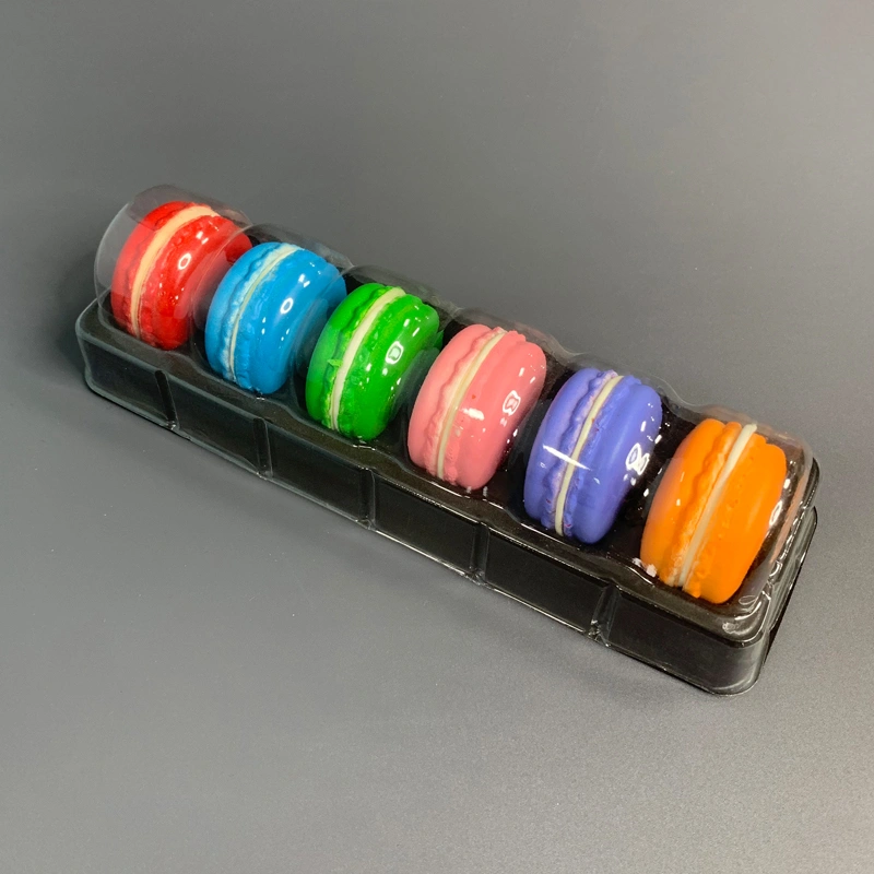6Compartments PS Plastic Macaron Box with PET Clear Lid