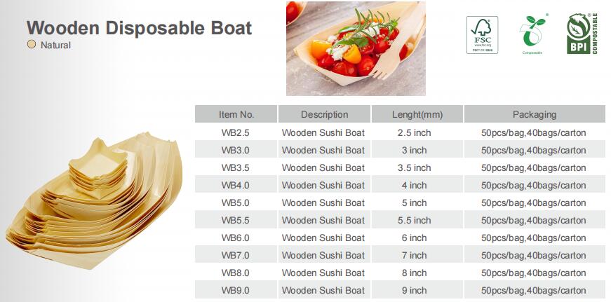 Disposable Wooden Sushi Boat
