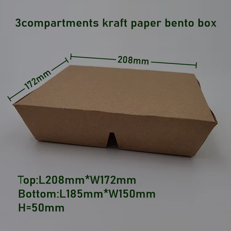 3compartment Kraft Bento Paper Box