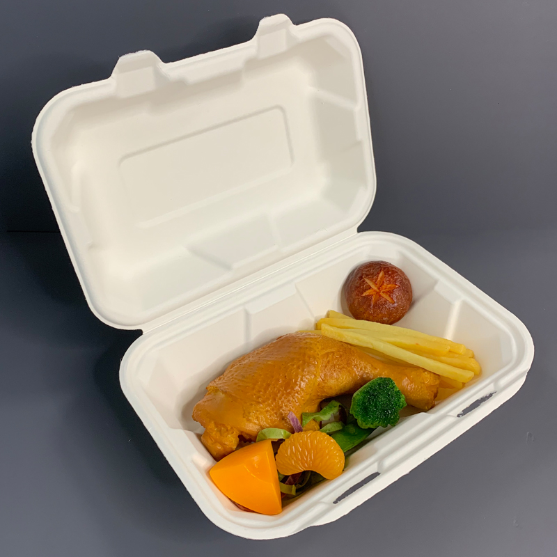 9 inch Bagasse Takeaway Box Clamshell