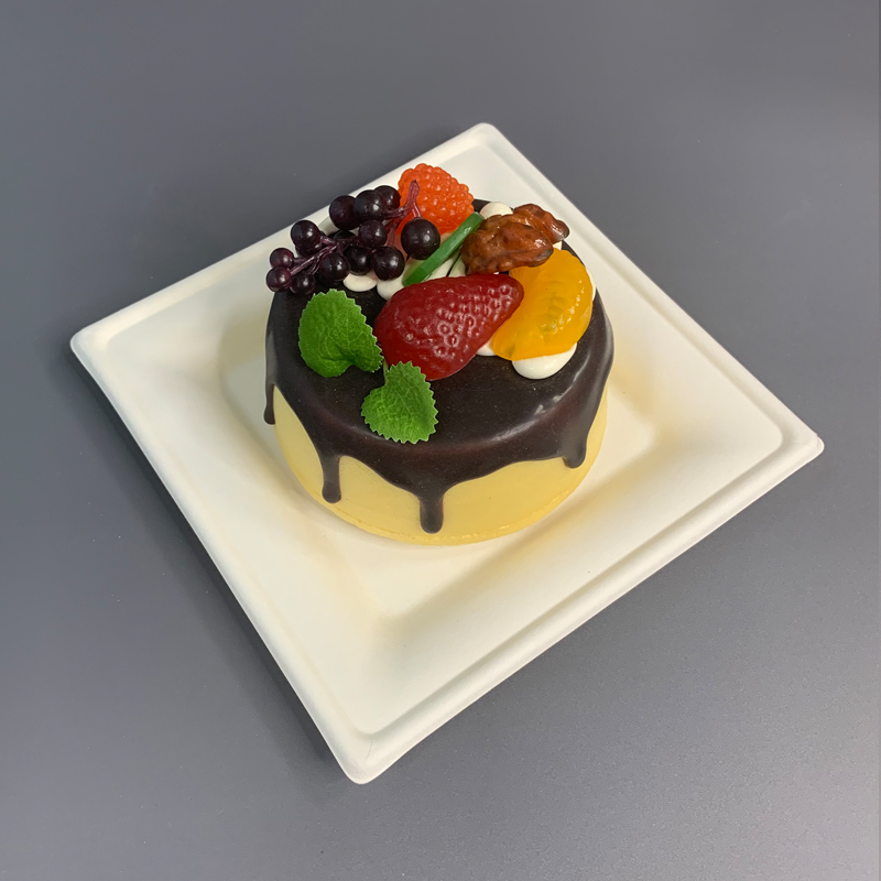 6 Inch Biodegradable Square Bagasse Disposable Plate