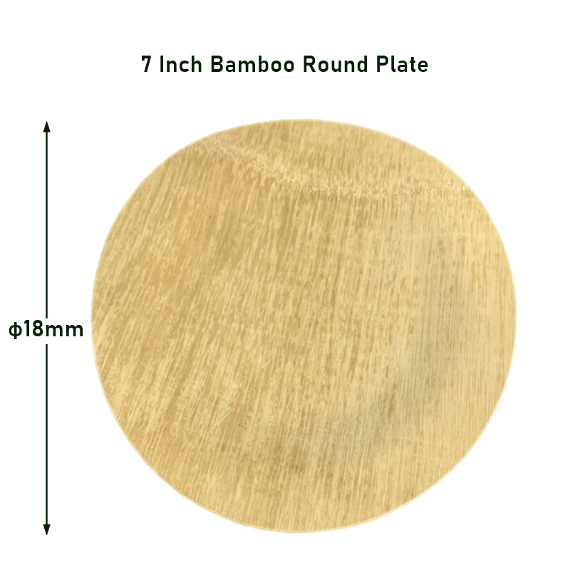 7 Inch Compostable Disposable Round Bamboo Plate