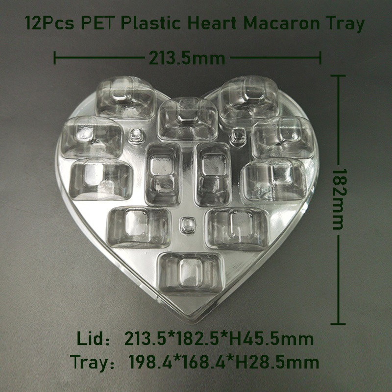Heart Insert Macaron Tray with Lid for 12Pcs Macaron