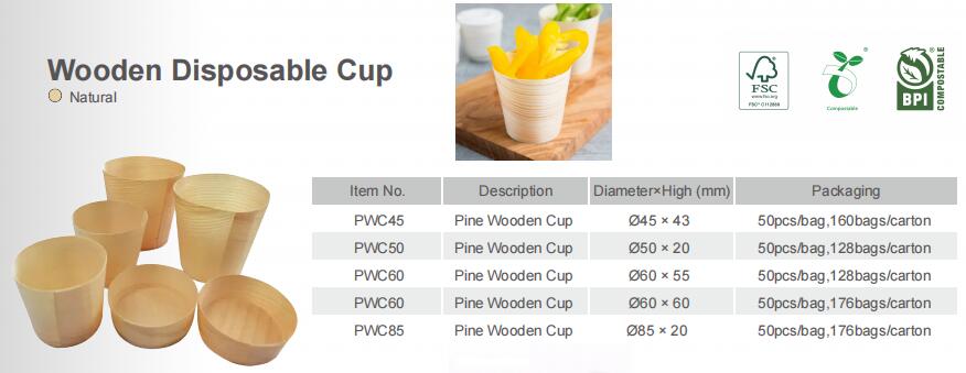 Disposable Pine Wooden Cup