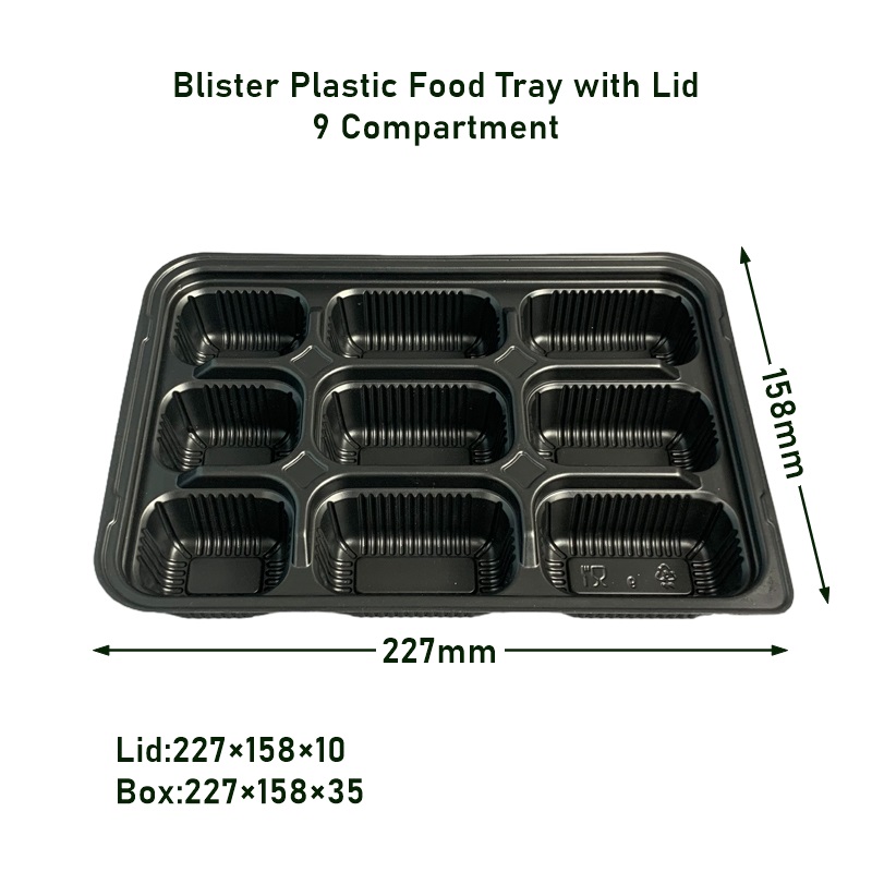 9Compartment Blister Plastic Disposable Party Trays with Lids
