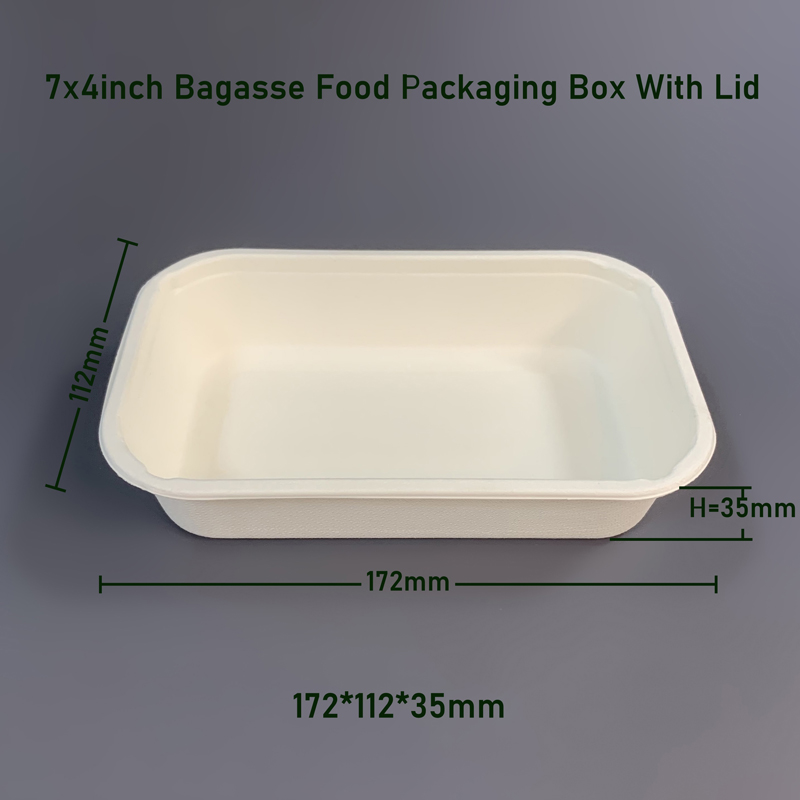 7*4inch Bagasse Food Packaging Box with Lid