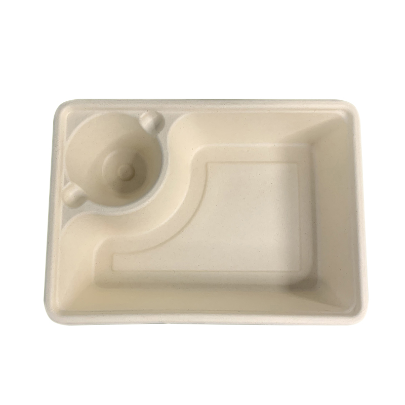 Sugarcane Pulp Paper Food Tray with Sauce Cup