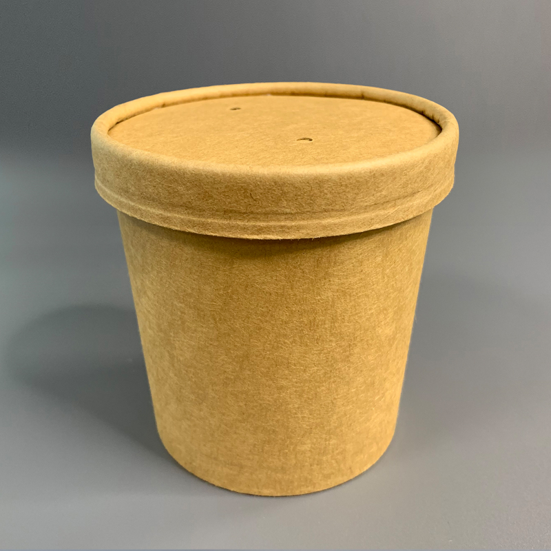Kraft Paper Soup Cup with Lid