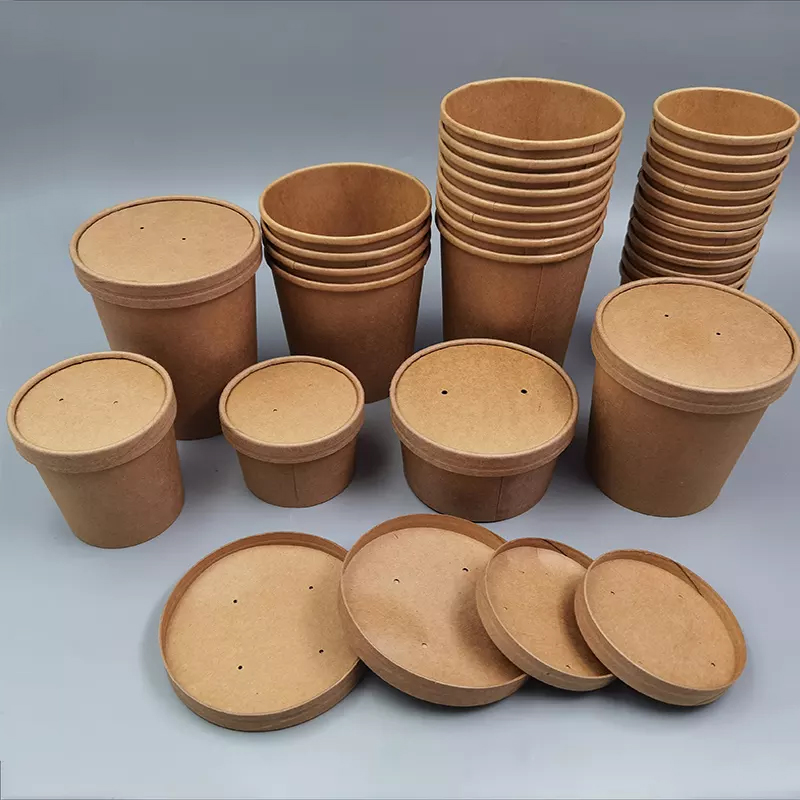 Disposable Kraft Paper Soup Cup and Salad Bowls