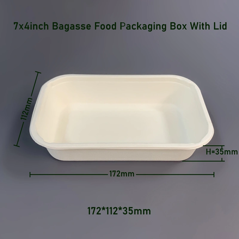 7*4inch Bagasse Food Packaging Box with Lid