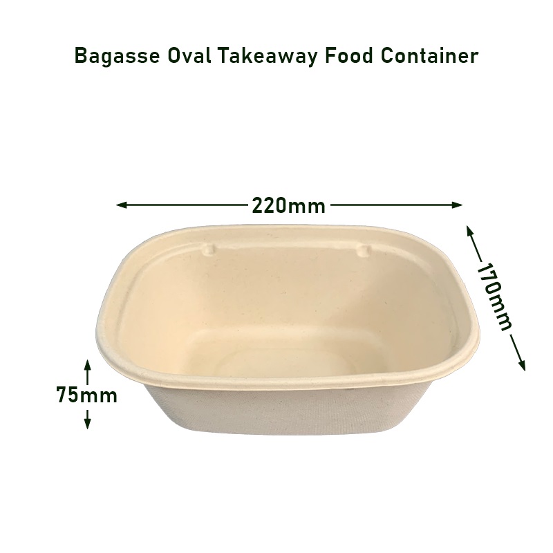 Biodegradable Bagasse Oval Take Away Boxes For Food
