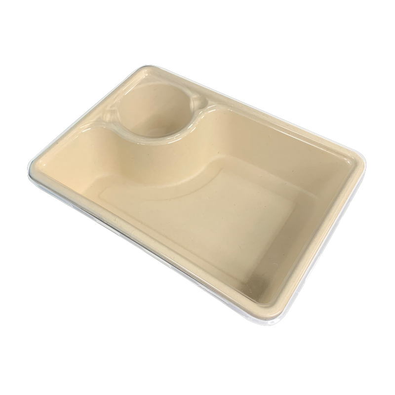 Sugarcane Pulp Paper Meal Tray with Lid