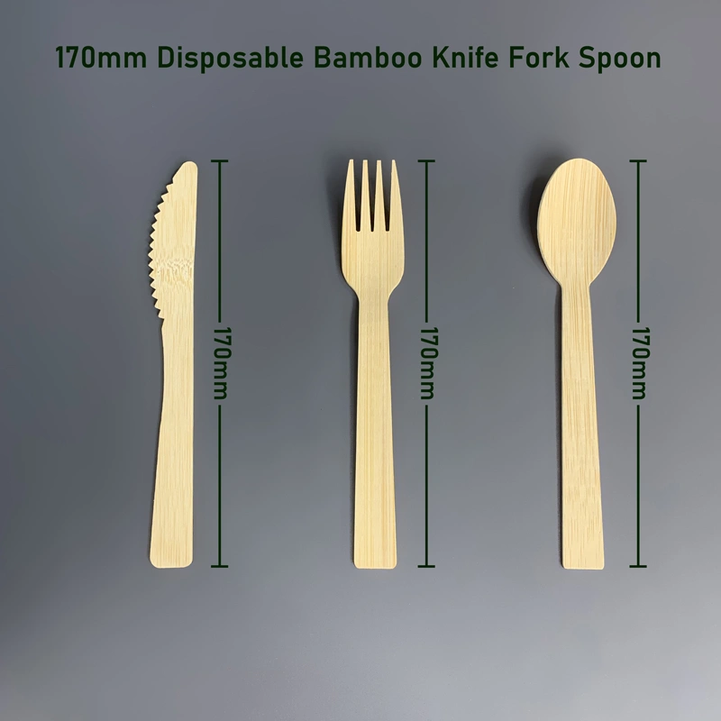 170mm Disposable Bamboo Flatware Knife Fork Spoon