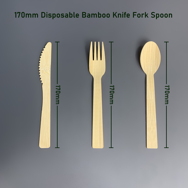 170mm Disposable Bamboo Flatware Knife Fork Spoon