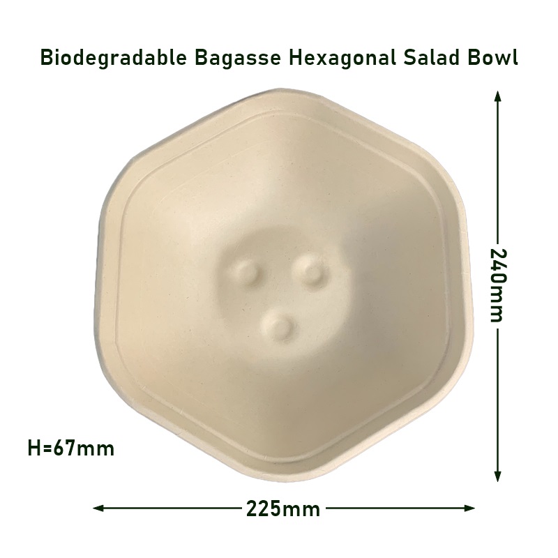 Biodegradable Bagasse Hexagonal Salad Bowl