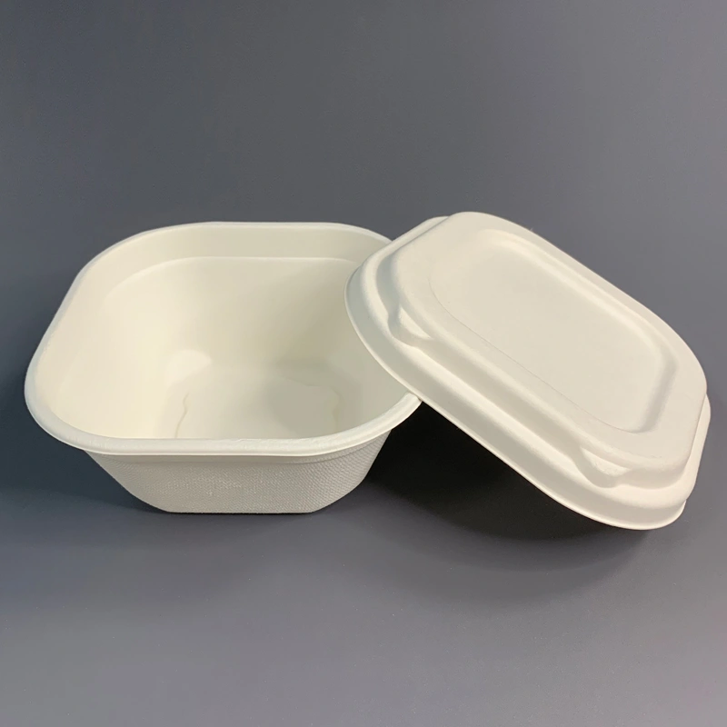 Compostable 6inch Square Bagasse Bowl with Lid