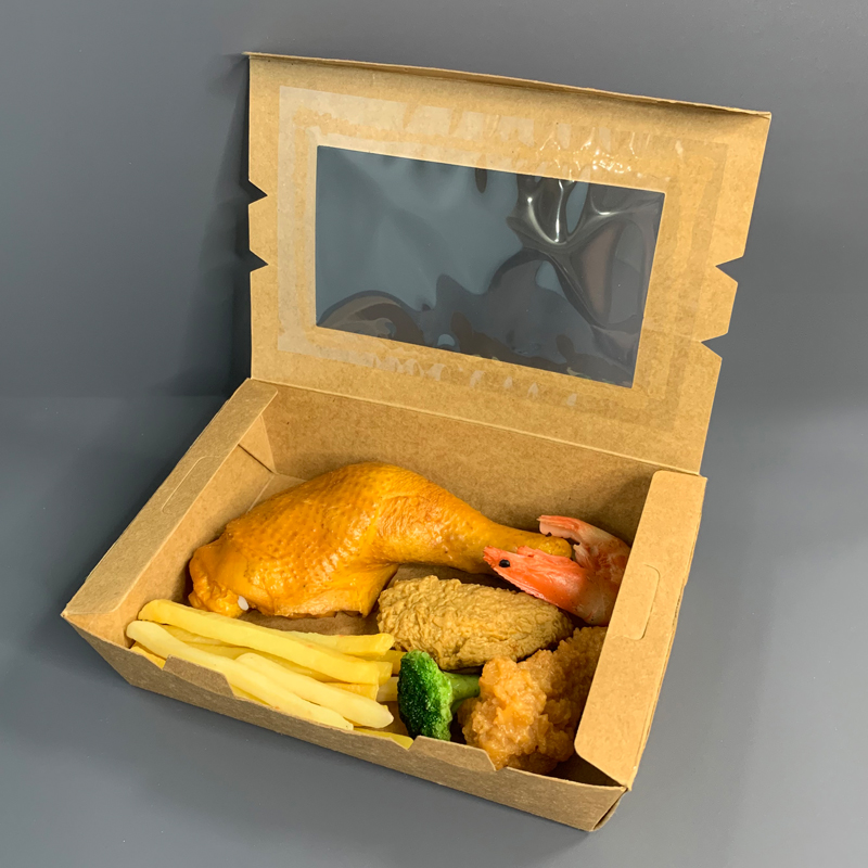 1200ml Kraft Food Box with PET Window