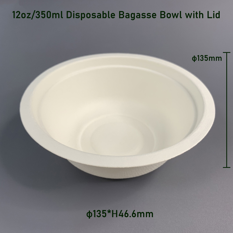 12oz Biodegradable Disposable Bagasse Bowl with Lid