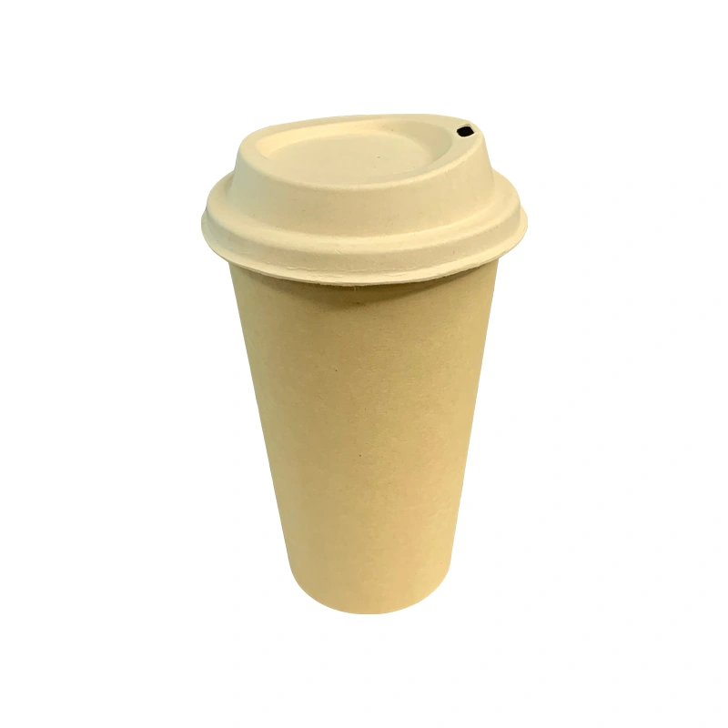 Compostable Bagasse Coffee Cup Hot Drking Cup with Lid