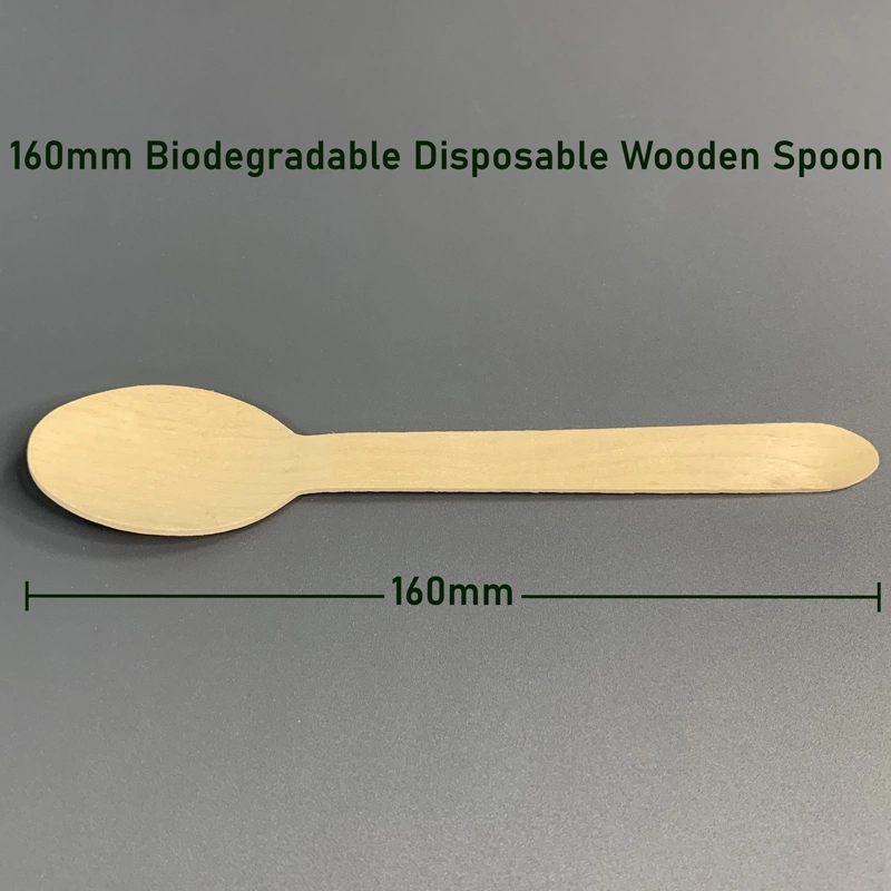 160mm Biodegradable Disposable Wooden Spoon